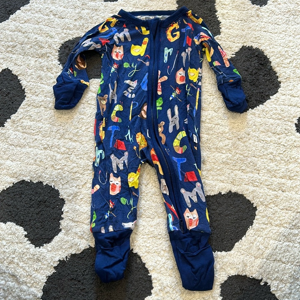 Little sleepies alphabet onesie